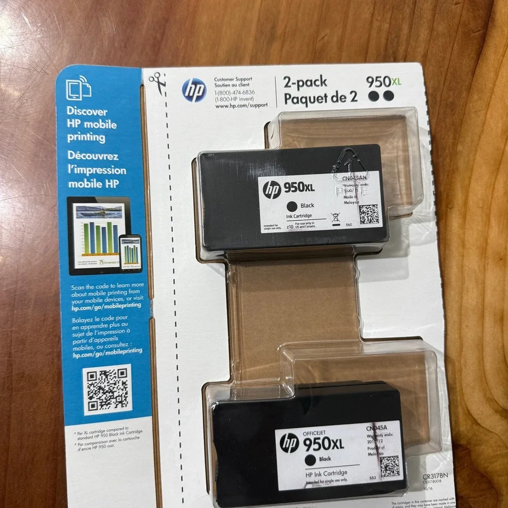 NEW Genuine HP Ink 950 XL Black 2 Pack Cartridge Unopened Expires Nov 2020